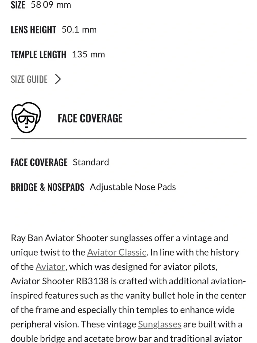 Ray-Ban RB3138 Shooter Aviator Sunglasses Gold + Case